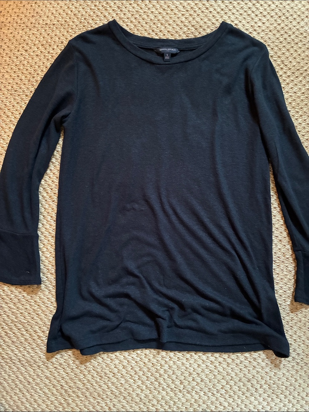Banana Republic Black Long Sleeve Scoop Neck Top